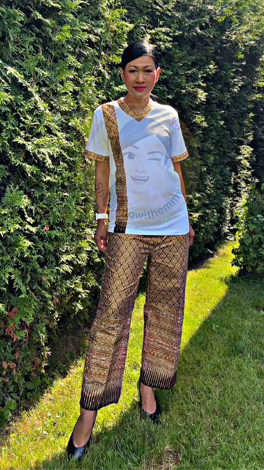 เสื้อยูนิฟอร์มนวดไทย เสื้อยูนิฟอร์มร้านอาหารไทย #สีขาว ไซส์ S (เฉพาะเสื้อ)